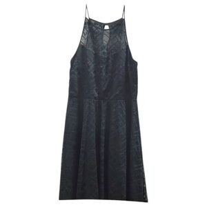 Lily Rose -Large- Black Textured Midi Dress-Euc